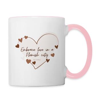 Embrassez l’amour dans une ville flamande - Mug contrasté - blanc/rose - Droite