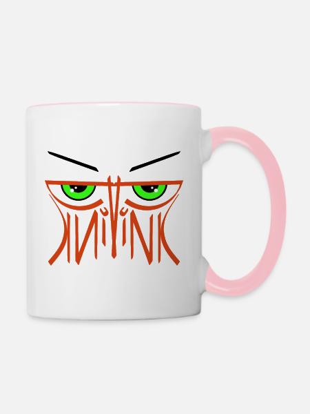 Pink-Monster Ambigramm - Tasse zweifarbig - Weiß/Pink