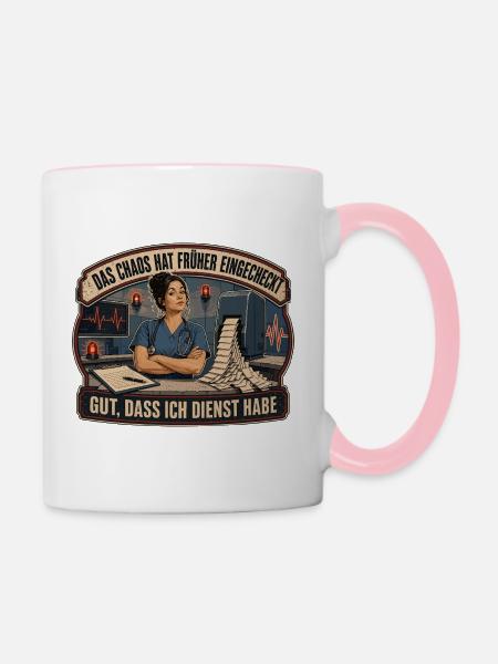 Das Chaos War Schon Da - Tasse zweifarbig - Weiß/Pink