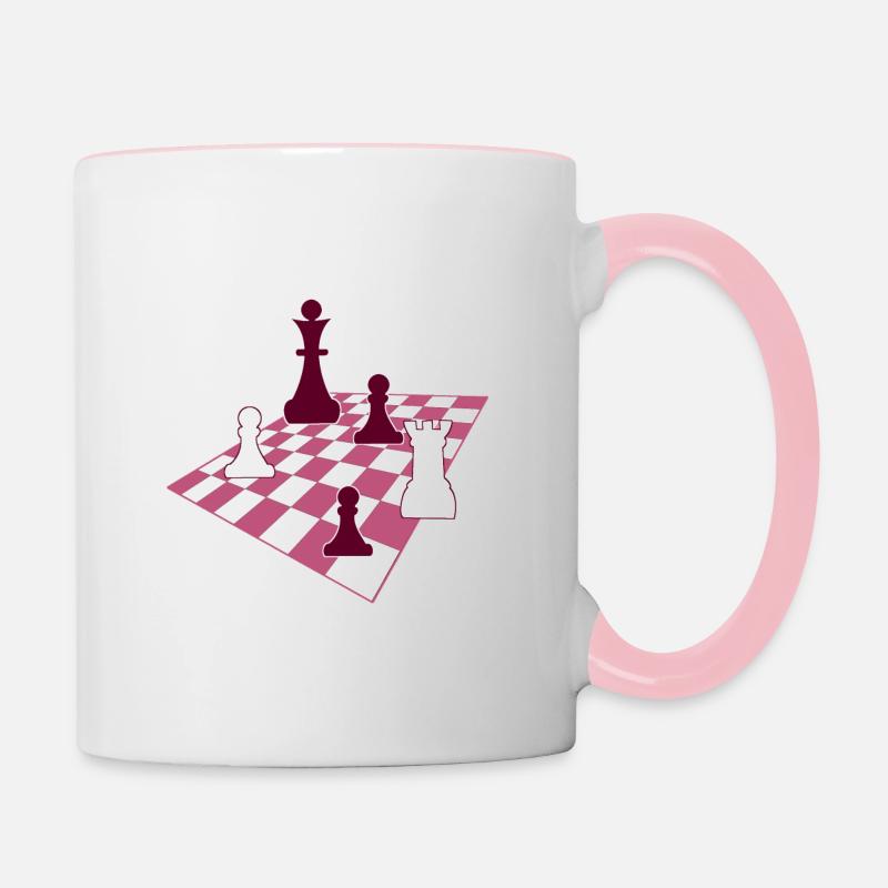 Échecs, Chess - Mug contrasté - blanc/rose
