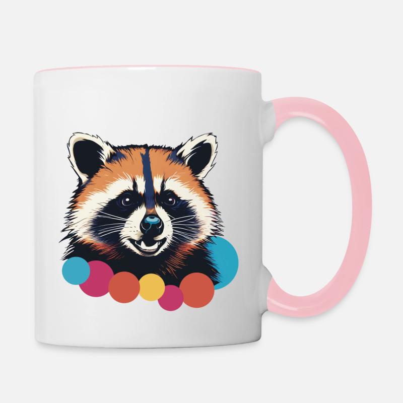 Panda roux heureux - Mug contrasté - blanc/rose