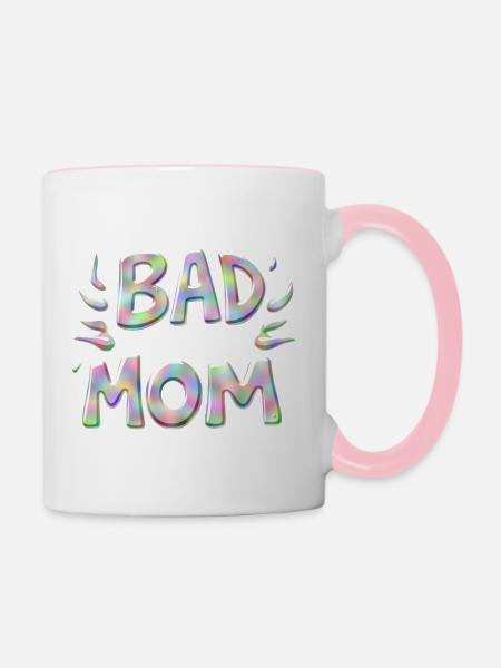 Bad Mom - Tasse zweifarbig - Weiß/Pink