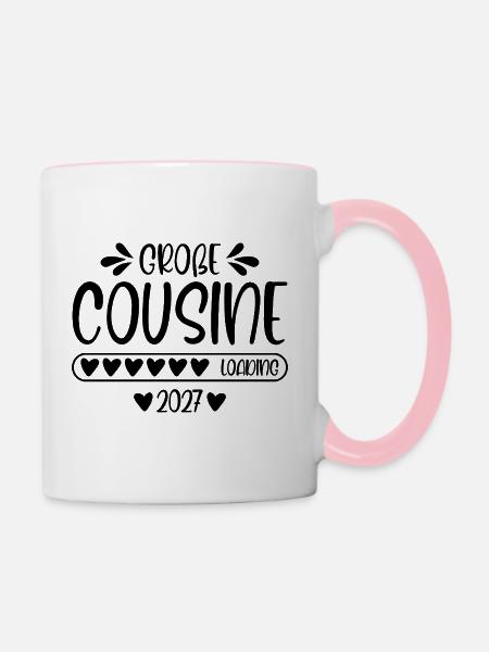 Große Cousine 2027 loading - Tasse zweifarbig - Weiß/Pink