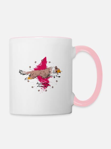Australian Shepherd, red merle - Tasse zweifarbig - Weiß/Pink
