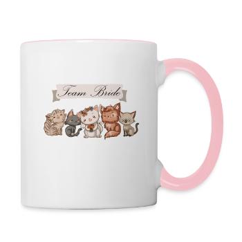 Bachelors Farewell Cats Team Bride - Contrasting Mug - white/pink - Right