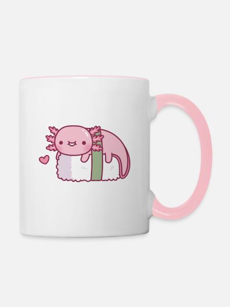 Süßes Axolotl Sushi Lustig - Tasse zweifarbig - Weiß/Pink