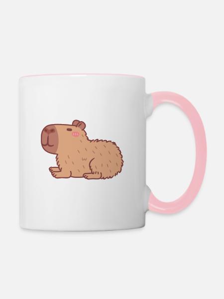 Süßes ruhendes Capybara Doodle - Tasse zweifarbig - Weiß/Pink