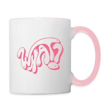 What? Was? - Tasse zweifarbig - Weiß/Pink - Rechts