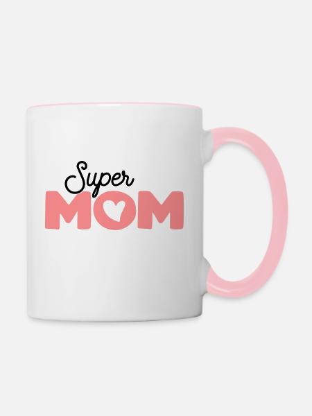 Super Mama. - Tasse zweifarbig - Weiß/Pink