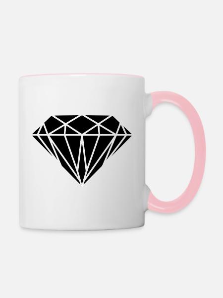 Diamant - Tasse zweifarbig - Weiß/Pink