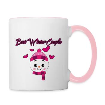 Hivers en couple - Mug contrasté - blanc/rose - Droite