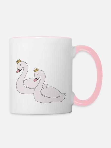 schwan 2fach - Tasse zweifarbig - Weiß/Pink