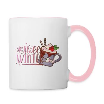 Cocoa winter xmas Weihnachten christmas Kakao - Contrasting Mug - white/pink - Right