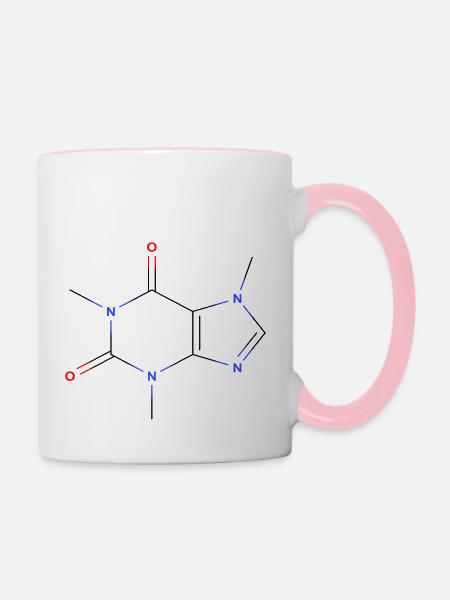 KoffeinMolekül - Farbige Strukturformel - Tasse zweifarbig - Weiß/Pink
