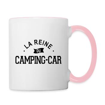 reine du camping car cadeau humour camping-car - Mug contrasté - blanc/rose - Droite