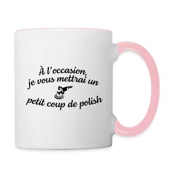 Humour OSS 117 🧼 "un petit coup de polish" OSS117 - Mug contrasté - blanc/rose - Droite