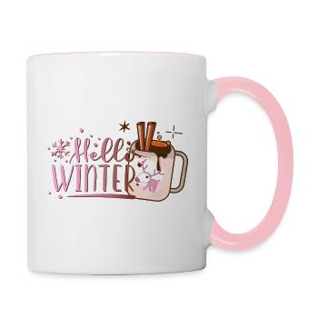 Cocoa Hello winter Cocoa Moose reindeer fun comic - Contrasting Mug - white/pink - Right