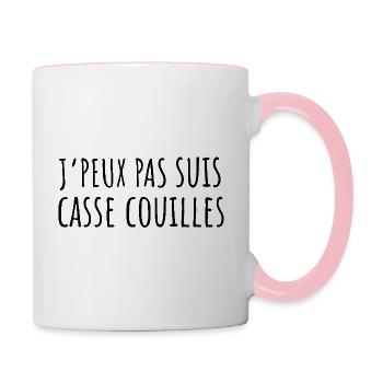 Femme casse couille humour - Mug contrasté - blanc/rose - Droite