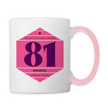 Vignette automobile française année 1981 - Mug contrasté - blanc/rose - Droite