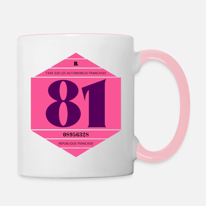 Vignette automobile française année 1981 - Mug contrasté - blanc/rose
