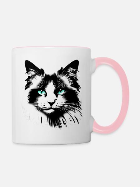 Sympathisches Katzengesicht - Tasse zweifarbig - Weiß/Pink