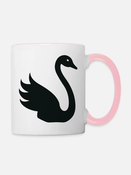 Schwan - Tasse zweifarbig - Weiß/Pink