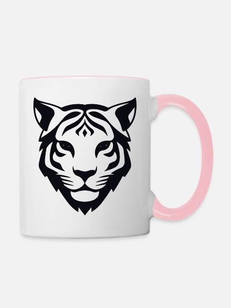 Felin Dschungel-Tigerkopf - Tasse zweifarbig - Weiß/Pink