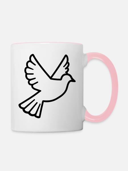 Taube - Tasse zweifarbig - Weiß/Pink