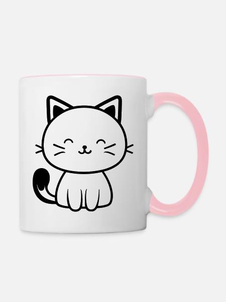 Kätzchen - Tasse zweifarbig - Weiß/Pink