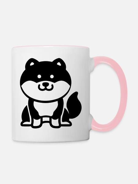 Hund - Tasse zweifarbig - Weiß/Pink