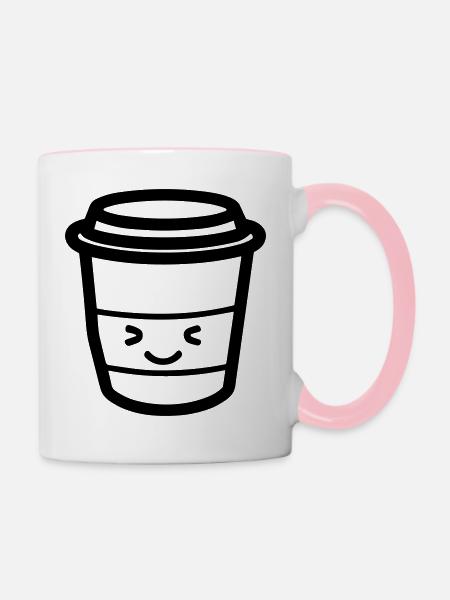 Kaffeebecher - Tasse zweifarbig - Weiß/Pink
