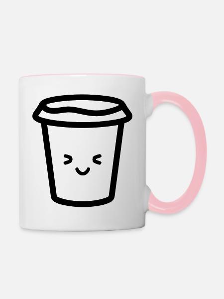 Kaffeebecher - Tasse zweifarbig - Weiß/Pink