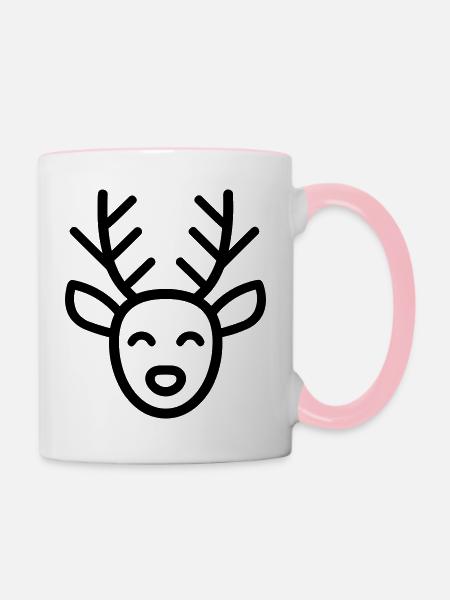 Weihnachtsrentiere - Tasse zweifarbig - Weiß/Pink