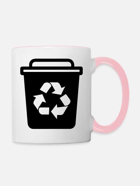 Mülltonne - Tasse zweifarbig - Weiß/Pink