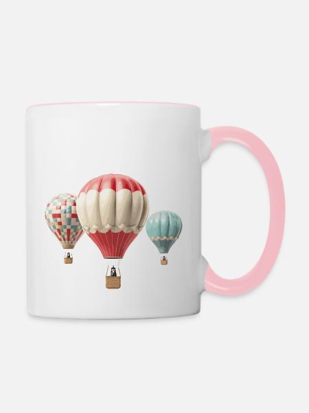 Heißluftballons - Tasse zweifarbig - Weiß/Pink
