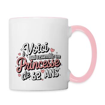 Princesse 62 Ans - Mug contrasté - blanc/rose - Droite