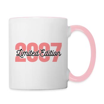 2007 Limited Edition Geburtstagsshirt - Tasse zweifarbig - Weiß/Pink - Rechts