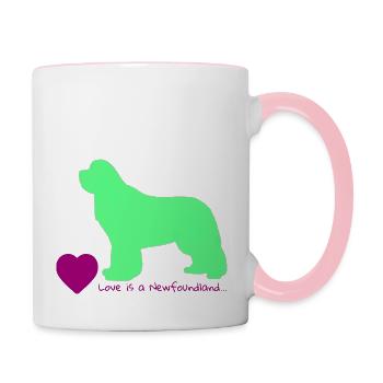 Love is a Newfoundland 012 - Tasse zweifarbig - Weiß/Pink - Rechts