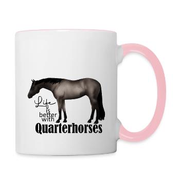 Quarterhorse Roan - Tasse zweifarbig - Weiß/Pink - Rechts