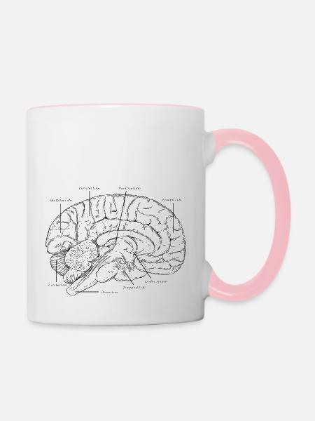 Gehirn - Tasse zweifarbig - Weiß/Pink