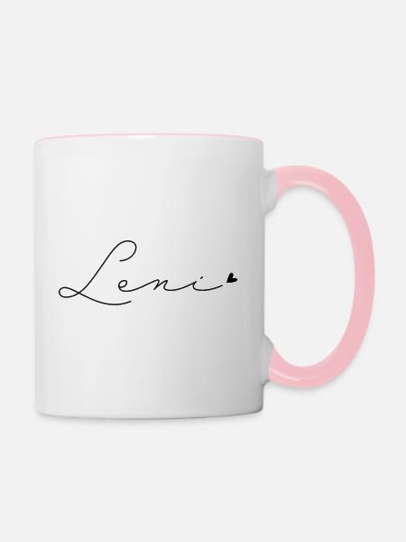 Name Leni - Tasse zweifarbig - Weiß/Pink