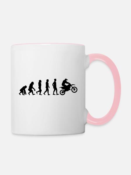 Motocross motorrad evolution schwarz - Tasse zweifarbig - Weiß/Pink