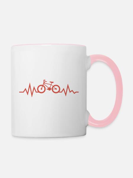 Fahrrad - Tasse zweifarbig - Weiß/Pink