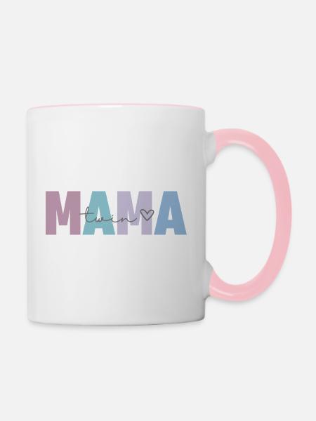 twin mama - Tasse zweifarbig - Weiß/Pink