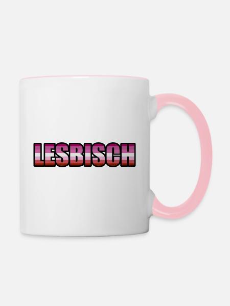 Lesbisch - Tasse zweifarbig - Weiß/Pink