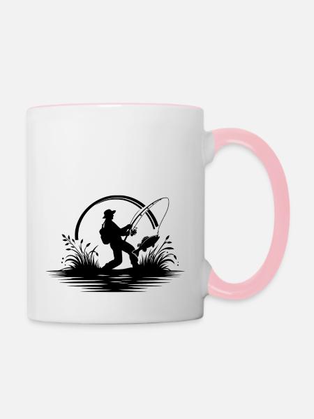 Angler Umriss - Tasse zweifarbig - Weiß/Pink