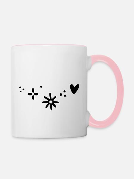 Herz Stern Muster - Tasse zweifarbig - Weiß/Pink