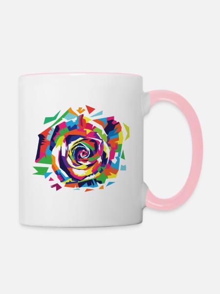 Abstrakte Blume - Tasse zweifarbig - Weiß/Pink