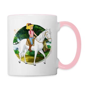 Bibi und Tina 'Bibi reitet auf Sabrina' - Tasse zweifarbig - Weiß/Pink - Rechts