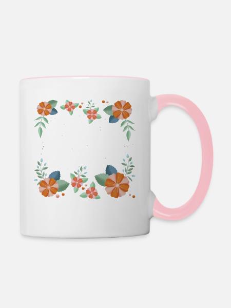 Blumen - Tasse zweifarbig - Weiß/Pink